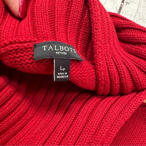 Talbots Red Cowl Neck Sweater Buckle accent equestrian sz L petite classic - Picture 7 of 8